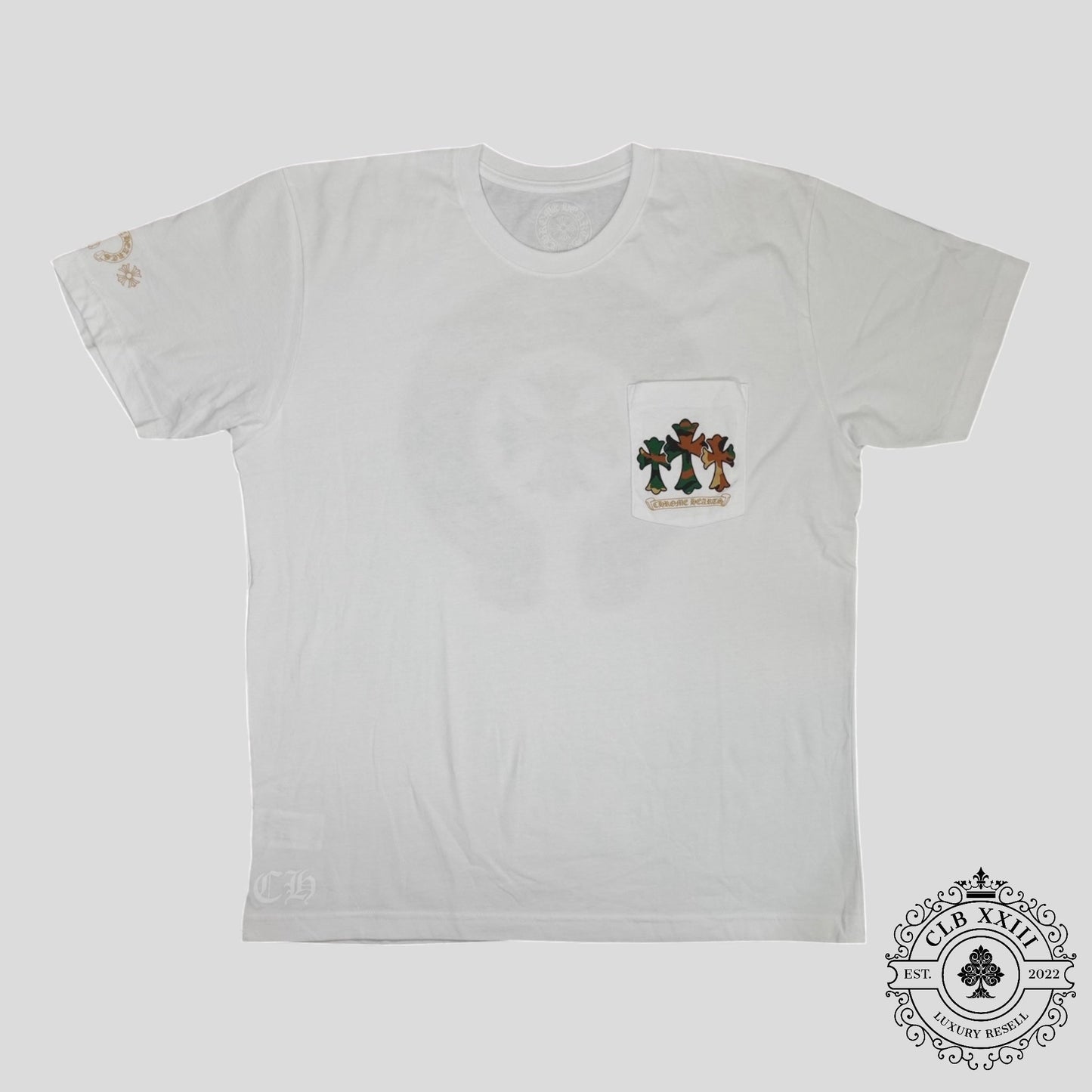 Chrome Hearts Triple Cross Tee in White/Camo