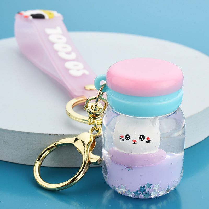 Floating Kitten Macaron Quicksand Key Chain Surfing Cat Drifting Bottle Pendant Into The Oil Pendant Clip Doll Machine