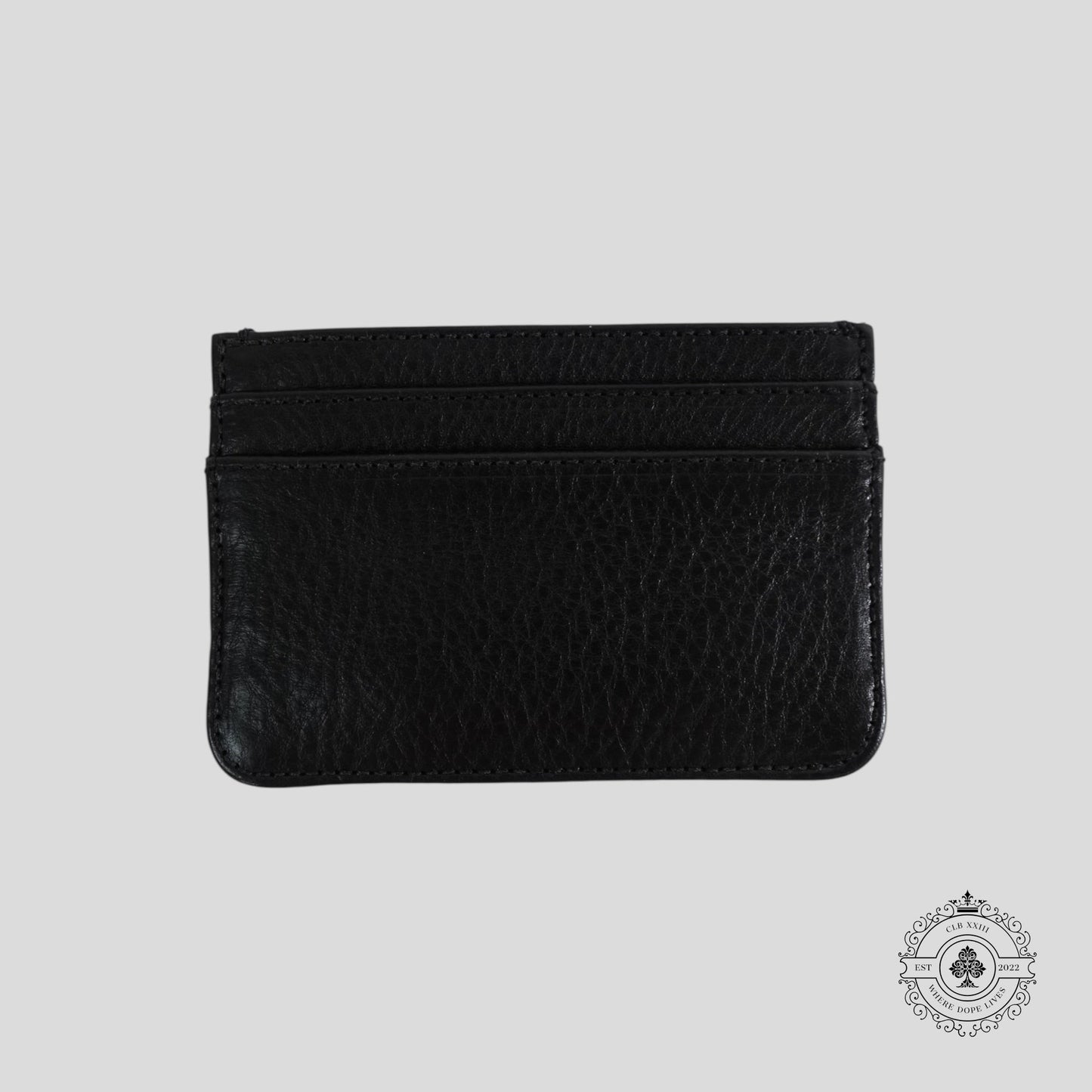 Chrome Hearts Leather Scroll Plate Cardholder in Black