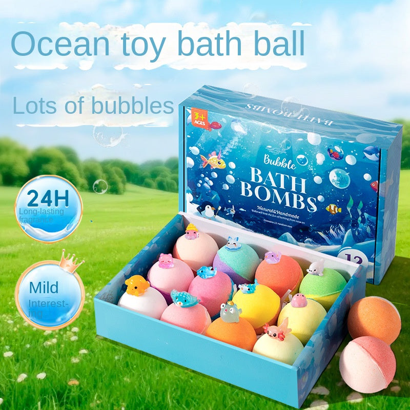 Bath Salt Balls with Toys Essential Oils 12-Piece Gift Box
