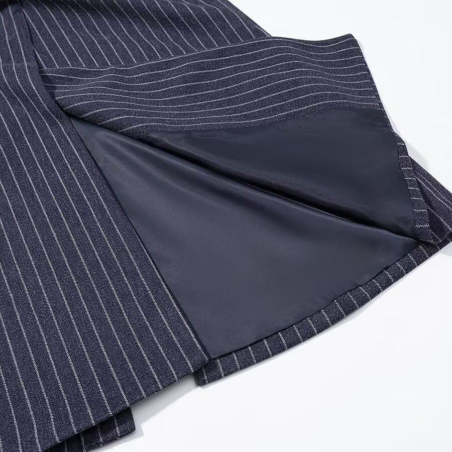 Stripe Wool Blend Long Casual Coat for Women