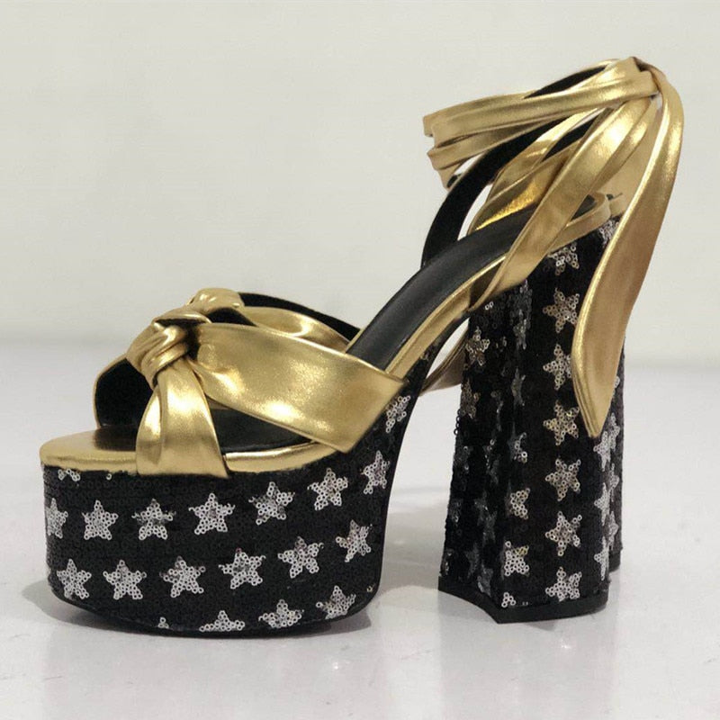 Women's Sandals High Platfrom Chunky Heels Shoes Summer Peep Toe Ankle Strap High Heels Party Shoes