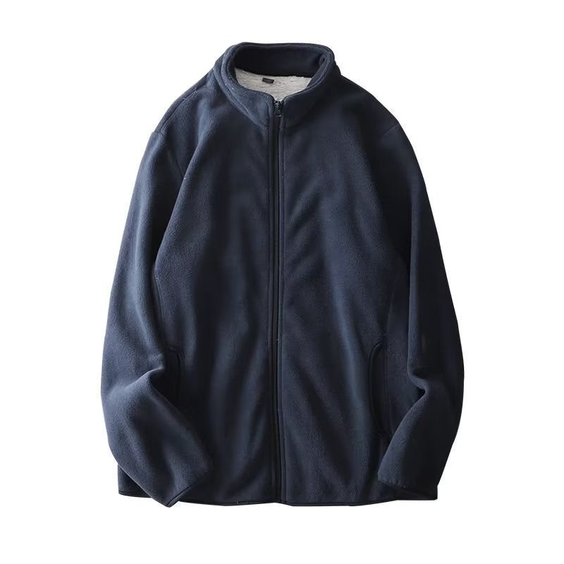 Jacket Men Winter Warm Thickened Stand-up Collar Cotton Coat Open Front Sweatshirt