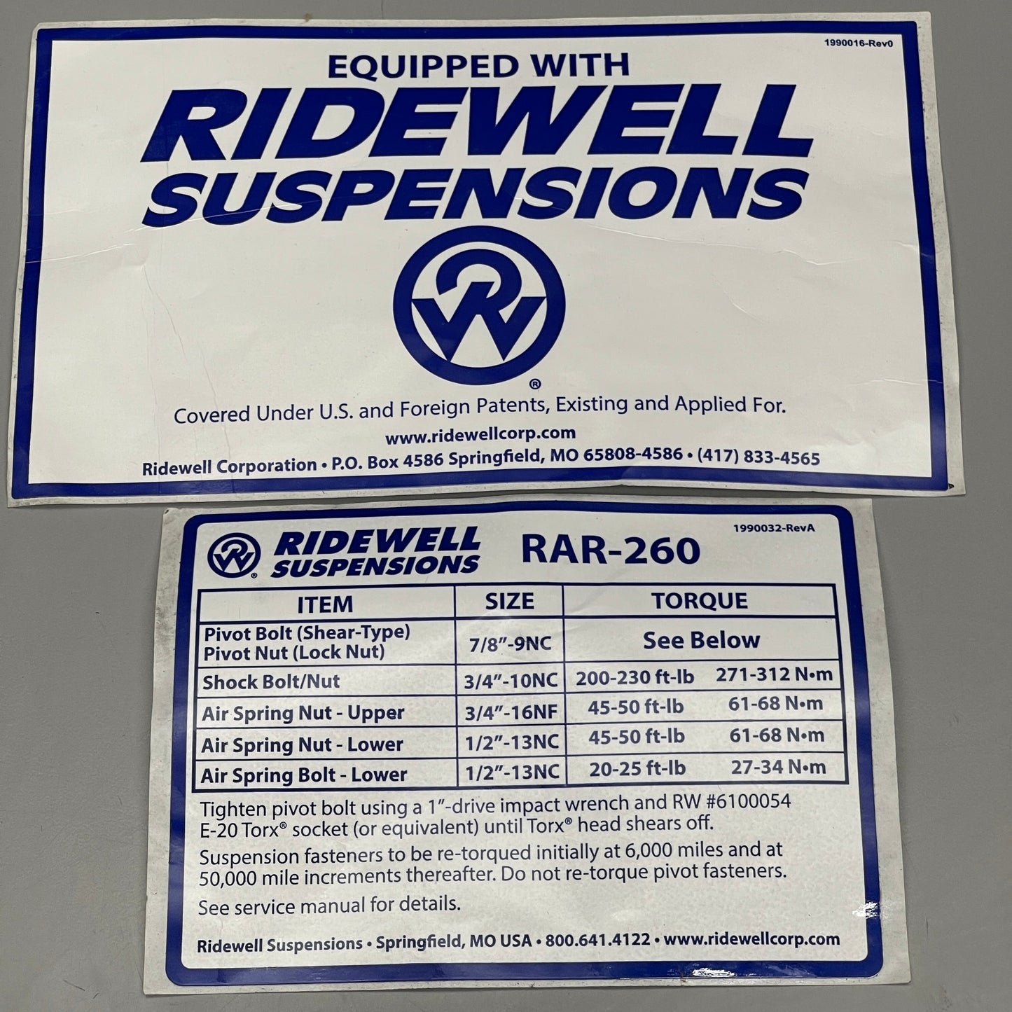RIDEWELL Suspension Parts Cushion air Springs Shock Absorber GOODYEAR 6000196