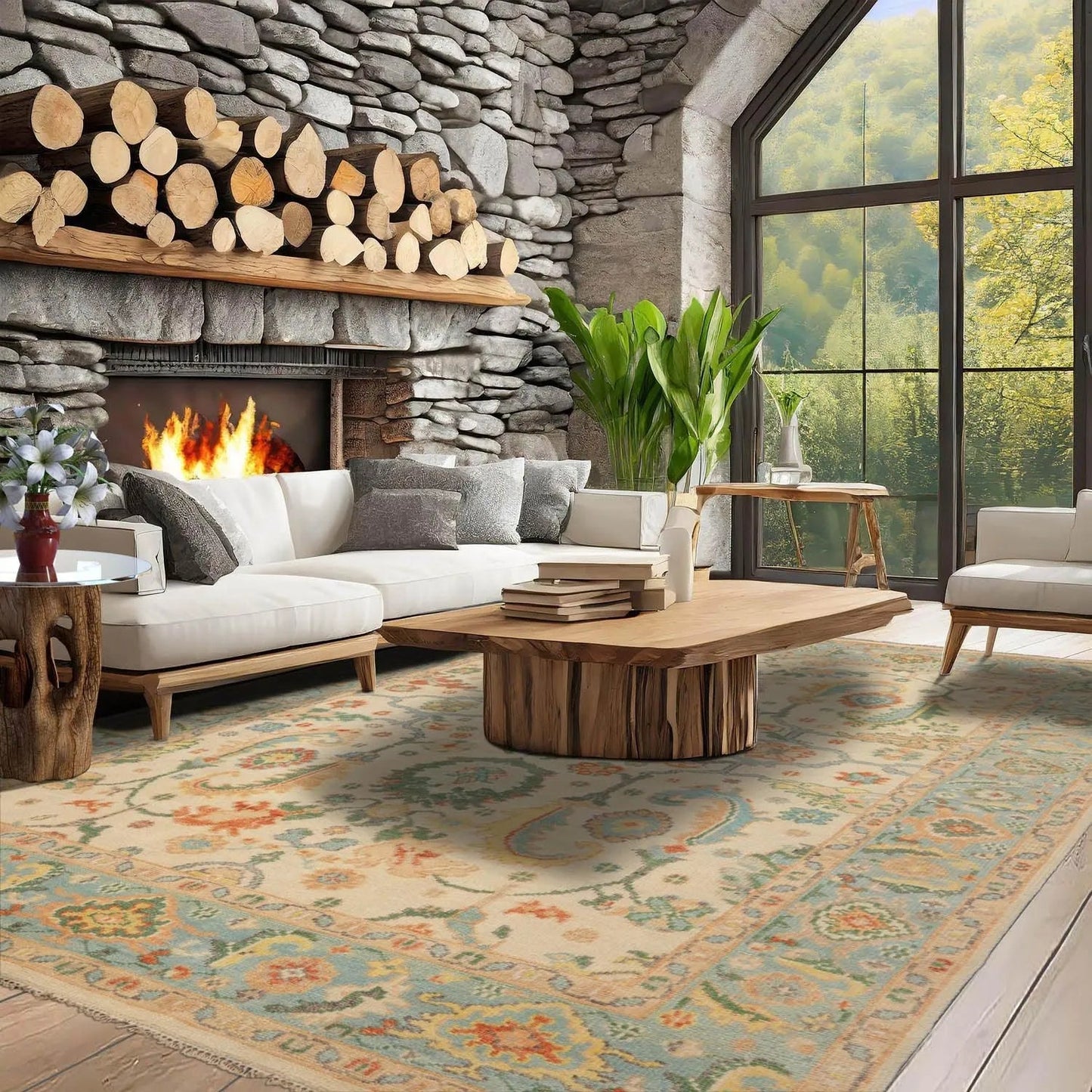 LoomBloom Multi Size Beige Hand Knotted Arts & Crafts/Mission Oushak Wool Oriental Rug-2