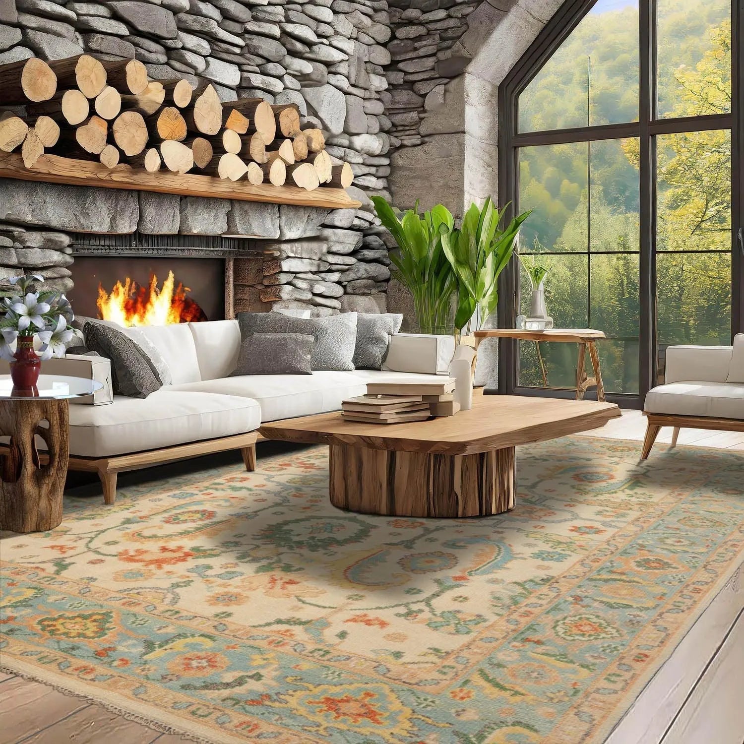 LoomBloom Multi Size Beige Hand Knotted Arts & Crafts/Mission Oushak Wool Oriental Rug-2