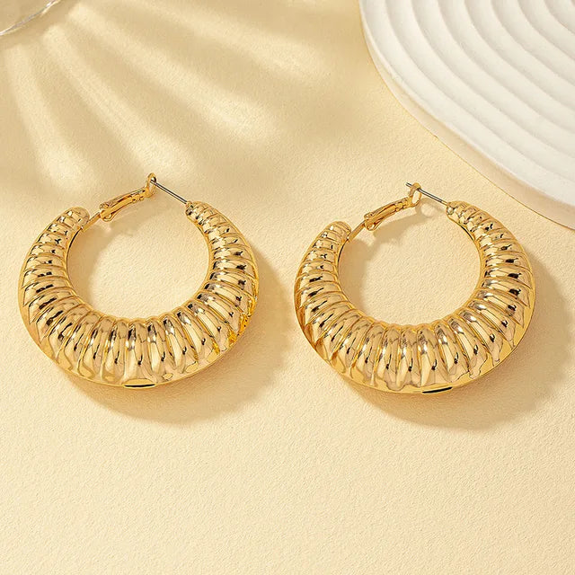 Retro Threaded Metal Earrings For Women Simple Style Holiday  Party Gift Fashion Jewelry Ear Accessories