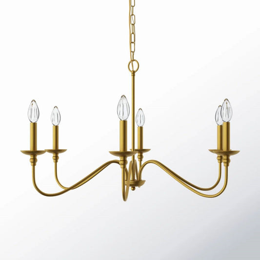 30-inch Traditional 6-Light Dimmable Chandelier in Brass Finish-0