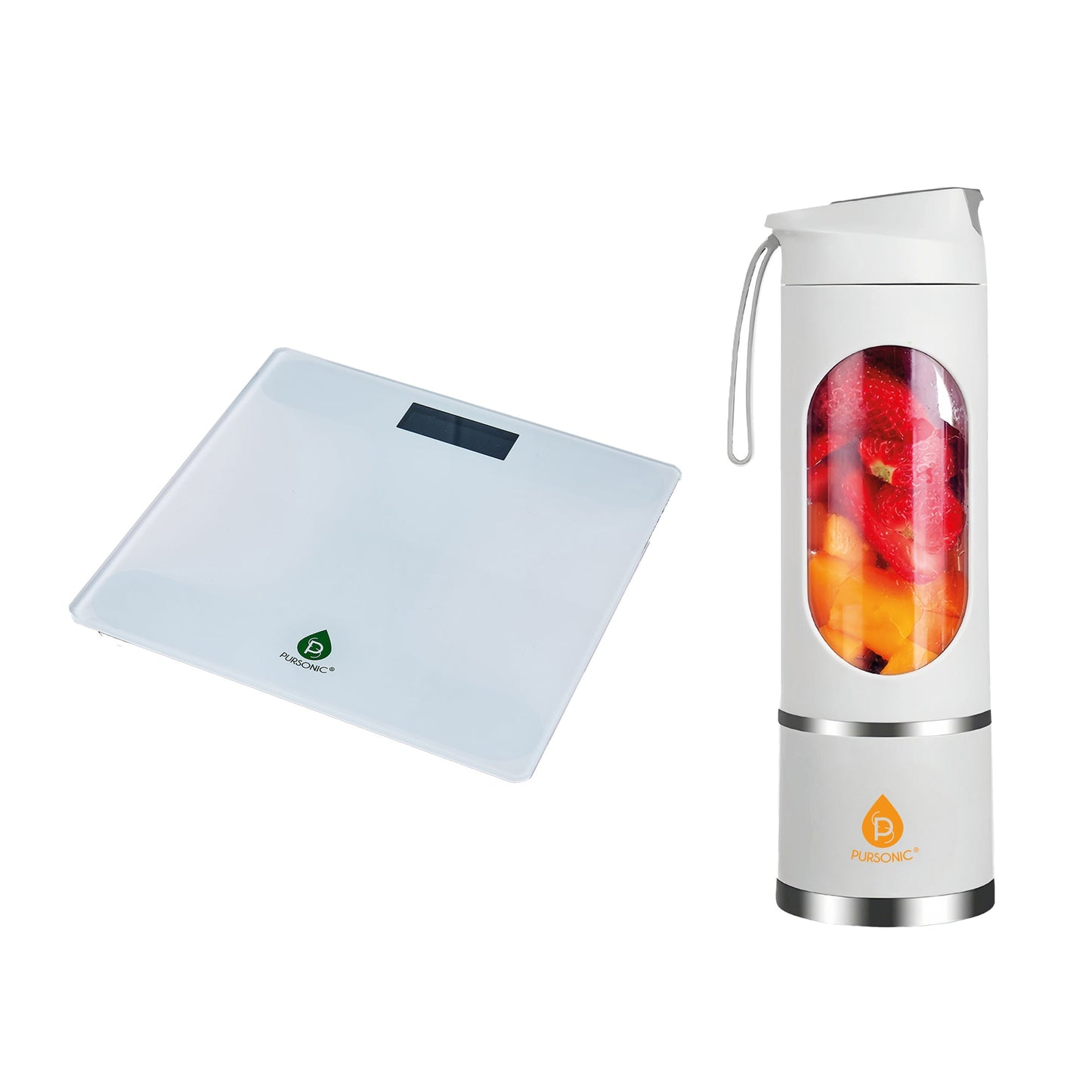 Pursonic Wellness Essentials Bundle: Bathroom Digital Scale + USB Portable Juicer & Blender Cup-0
