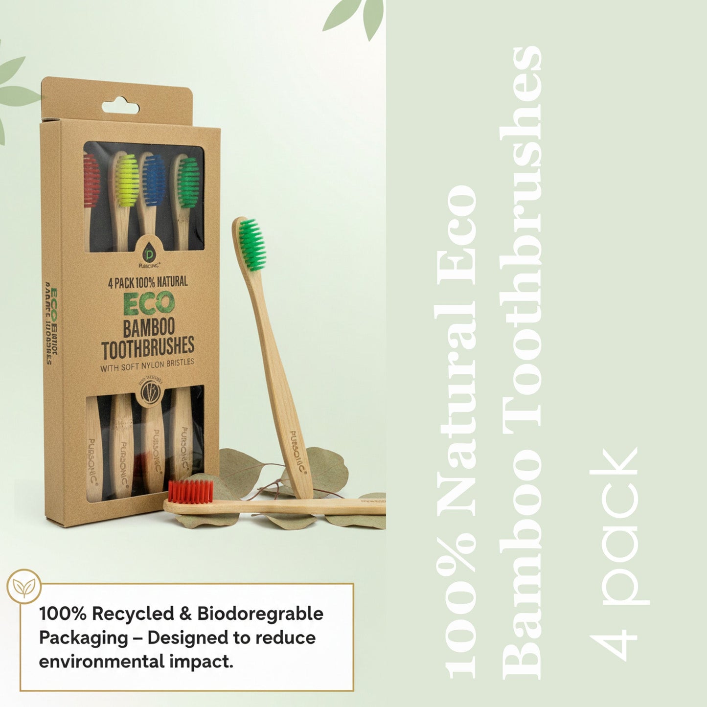 100% Natural Eco Bamboo Toothbrushes (4 pack)-4