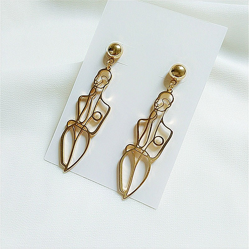 Human body contour shaped earrings, personalized exaggerated temperament earrings, fashionable and creative accessories