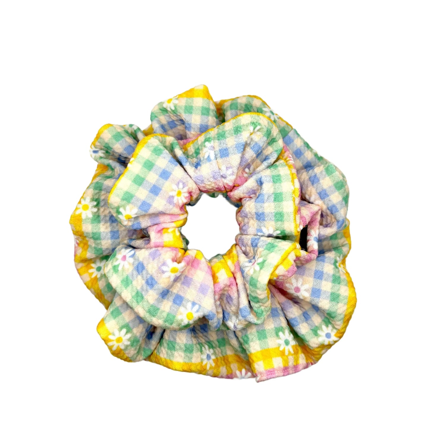 Spring Gingham Flower Mommy & Me Scrunchie Set