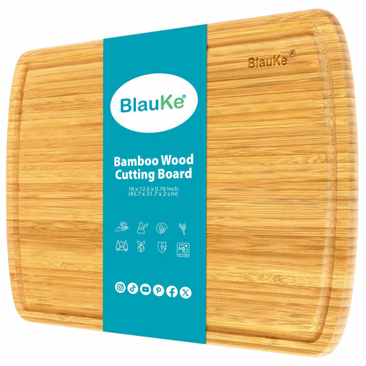 Extra Large Wood Cutting Board 18x12 inch - Butcher Block with Juice Groove, Serving Tray - Wooden Chopping Board for Kitchen-0