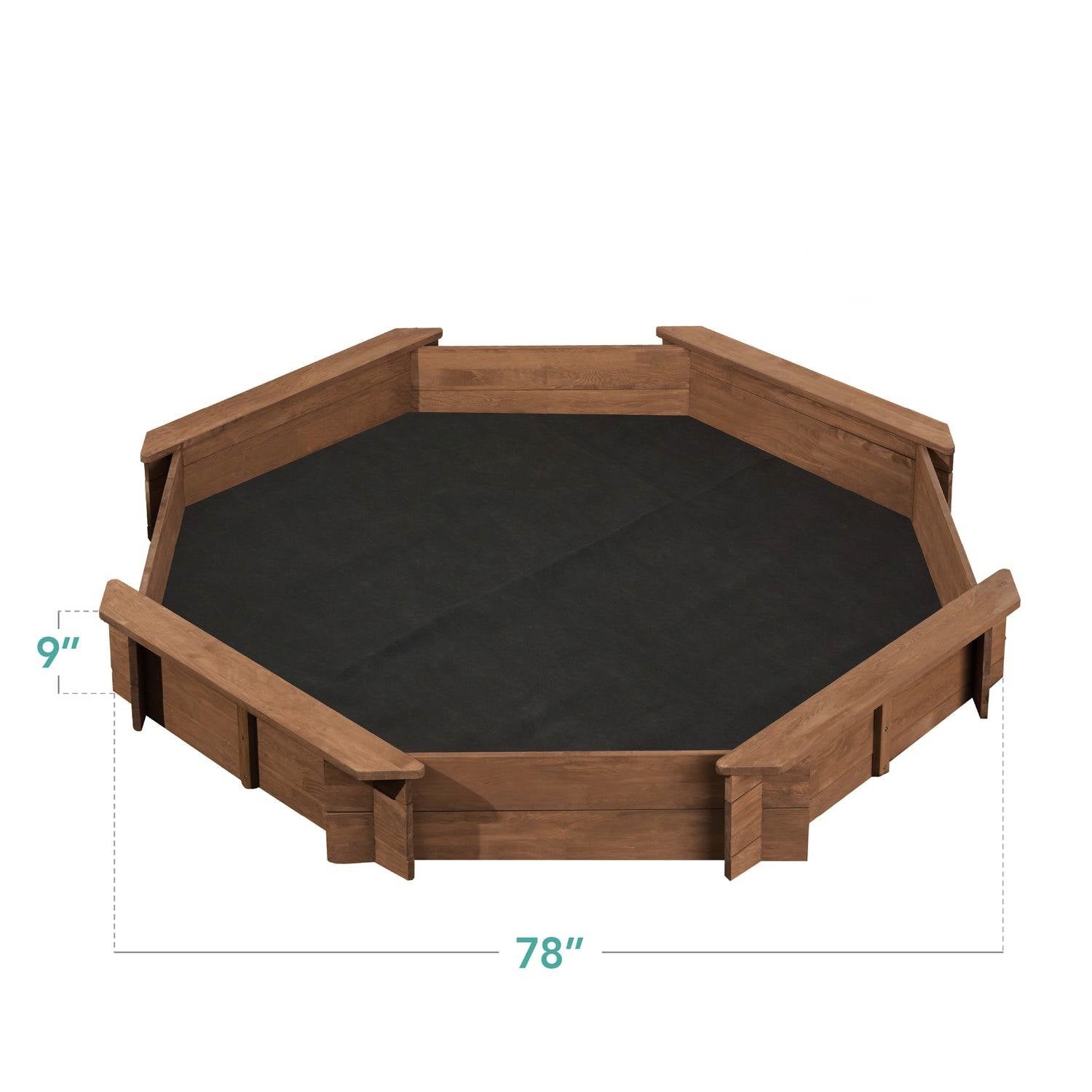 Kid's Octagonal Sandbox in Walnut Wood Finish-4