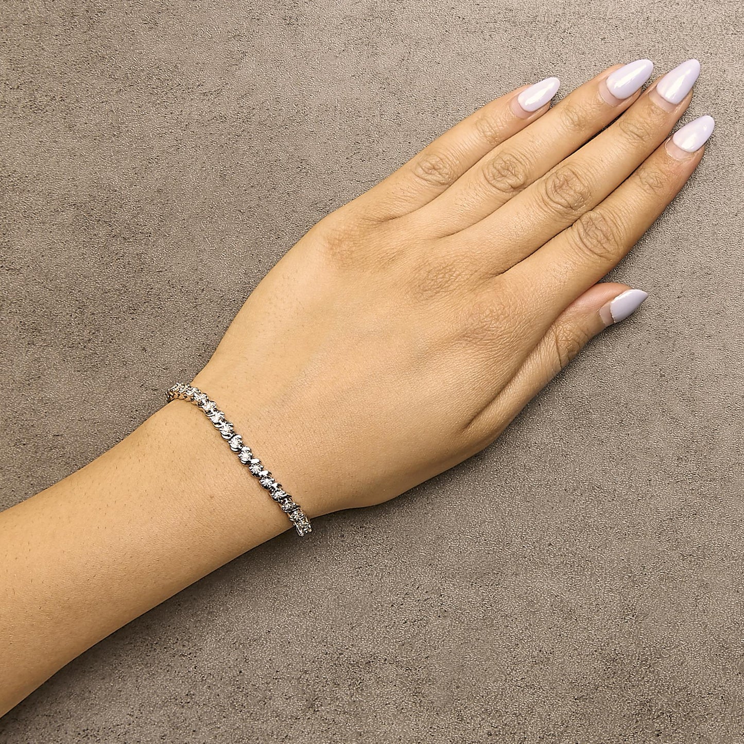 .925 Sterling Silver 1/4 Cttw Diamond Station and S Link Bracelet-2