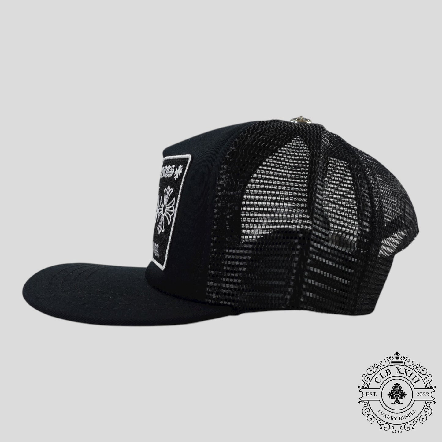 Chrome Hearts Hollywood CH Patch Trucker Hat in Black