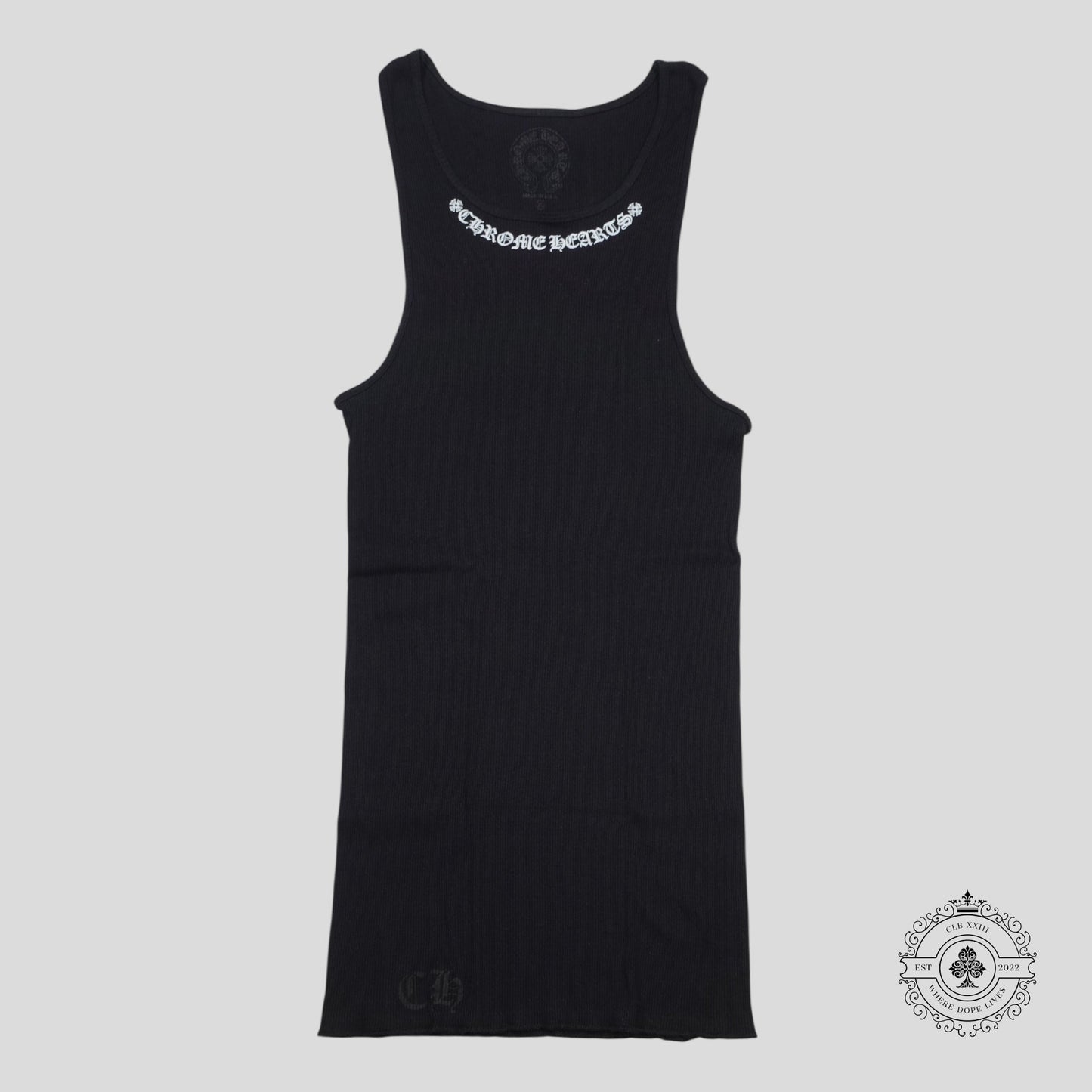 Chrome Hearts Neck Script Logo Tank Top in Black