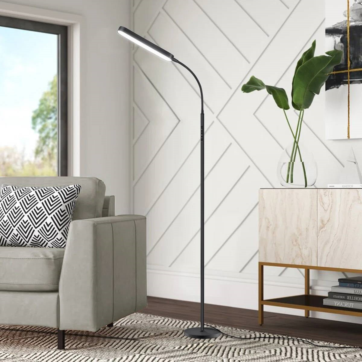 Black Modern 68-inch LED Dimmable Floor Lamp with Remote - Accent/Reading Light-0