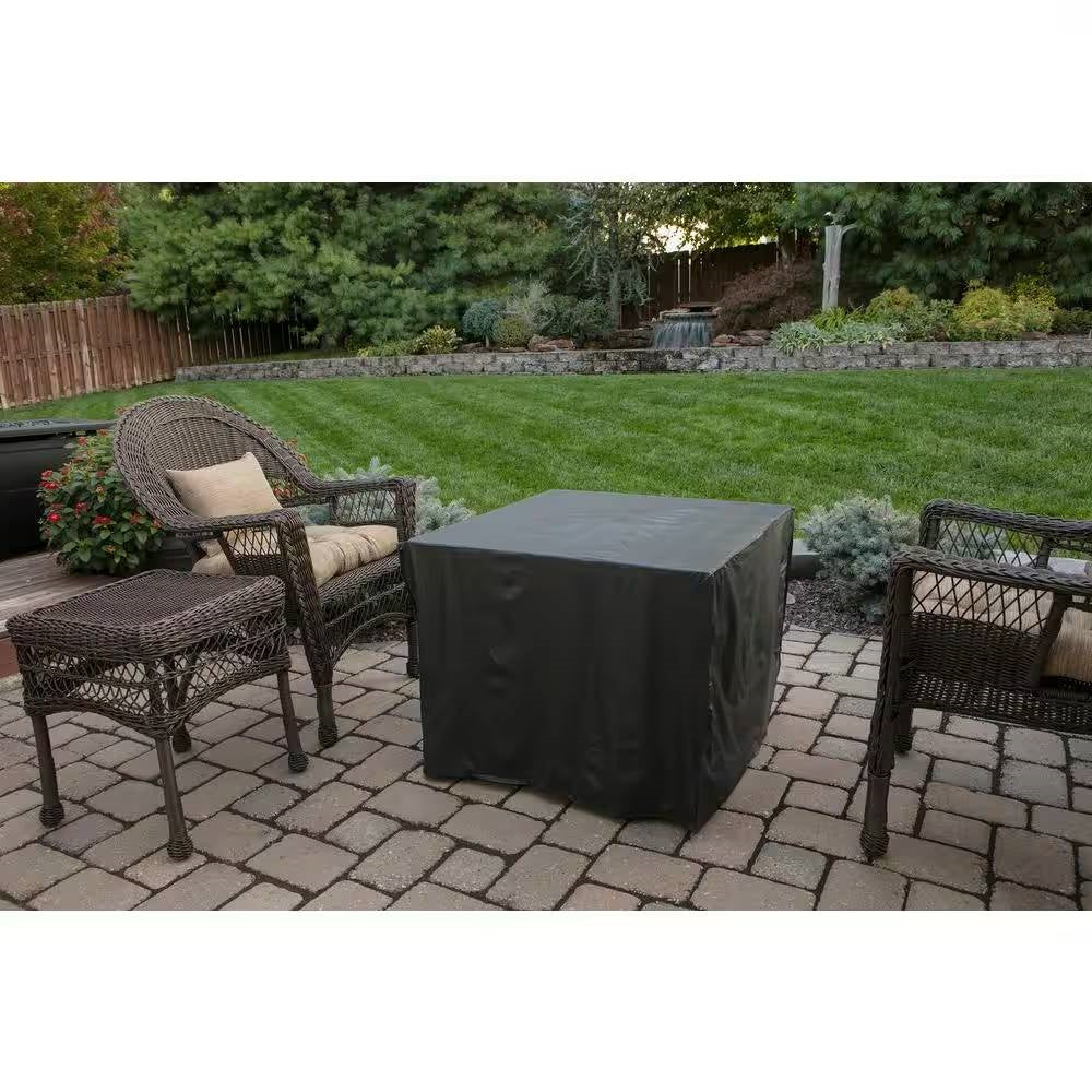 30-inch Outdoor Bronze LP Propane Gas Fire Pit with Lava Rocks and Cover-4