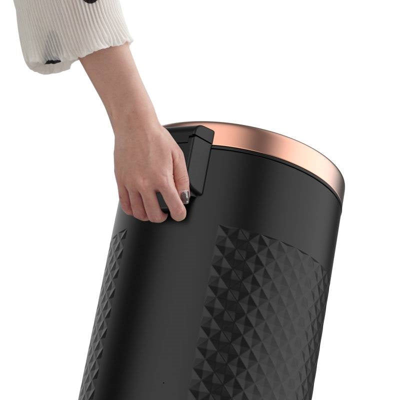 Hands Free Black/Gold Metal Step On Trash Can - 8 Gallons-2