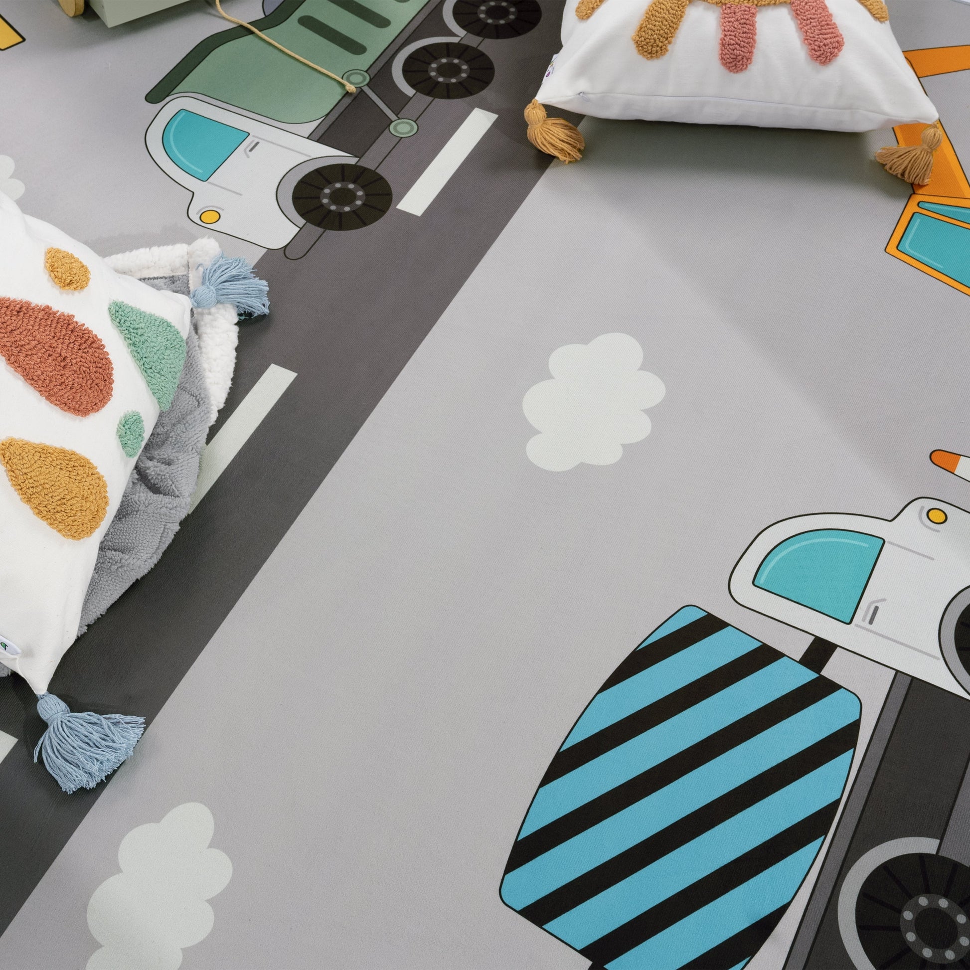 Kids Play-Mat Bob Construction Road with Trucks & Cranes-1