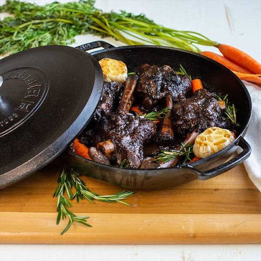 Black 4 Quart Lightweight Cast Iron Braiser Made in USA-0