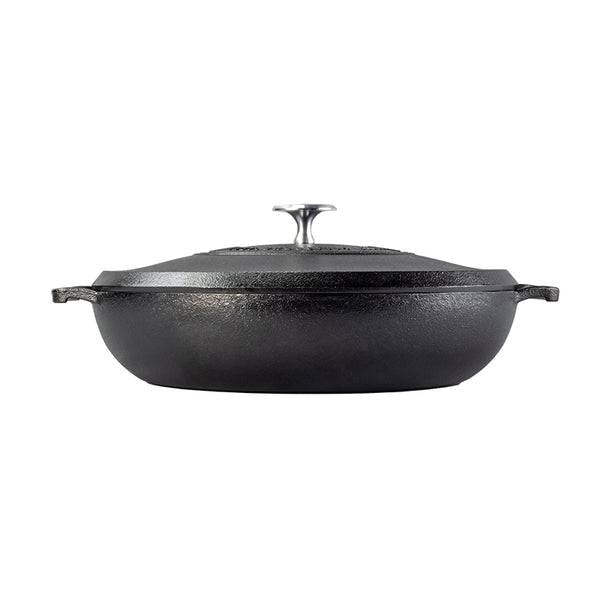 Black 4 Quart Lightweight Cast Iron Braiser Made in USA-3