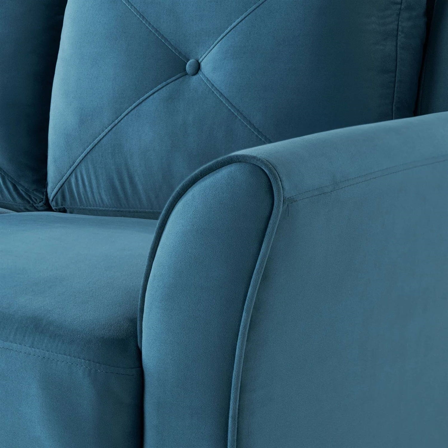 Modern Upholstered Loveseat Sofa in Blue Microfiber with Button Tufted Cushions-2