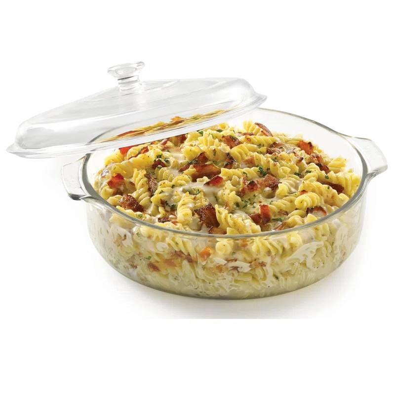 3-Quart Glass Bakeware Casserole Dish Dutch Oven with Oven-Safe Glass Lid-1