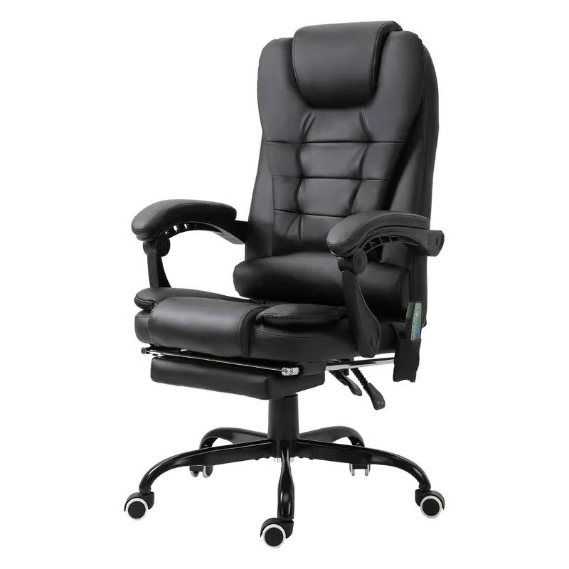 Black 7 Mode Vibrating High Back Executive Massage Adjustable Office Chair-0