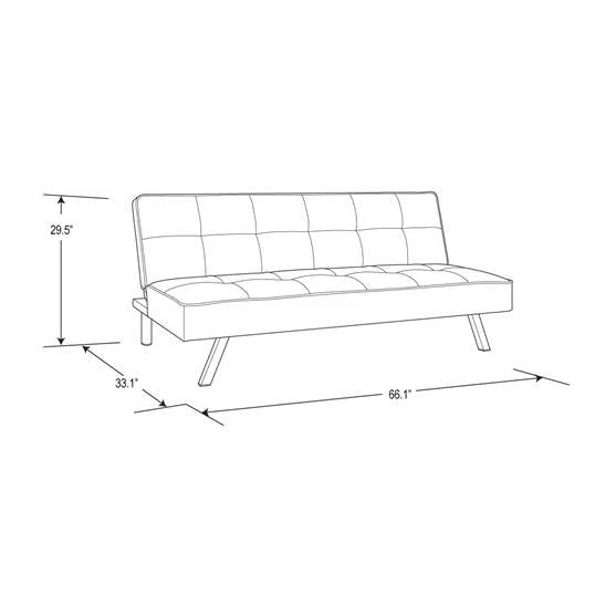 Modern Futon Sofa Bed in Black Fabric with Chrome Metal Legs-4
