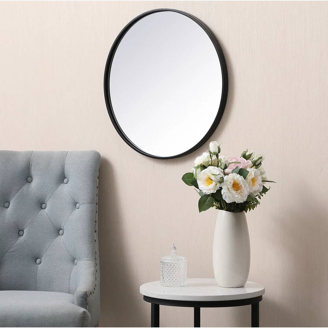 Round 32-inch Wall Mirror in Black - Bedroom Living Room Accent Bathroom Mirror-3