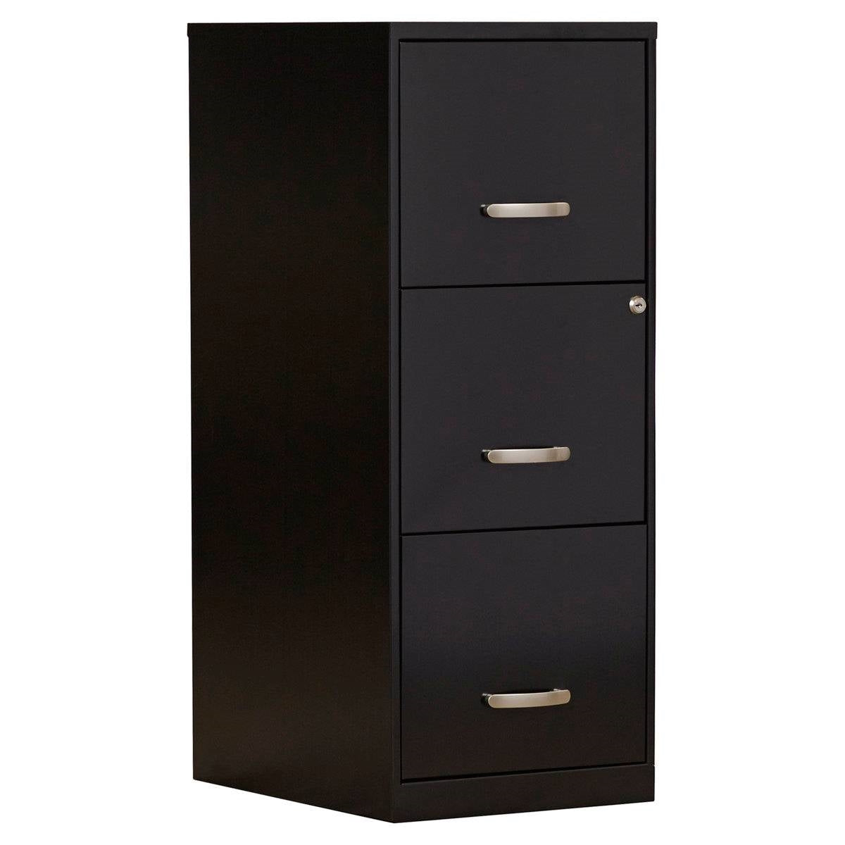 Black Metal 3-Drawer Vertical Key Locking File Cabinet-1