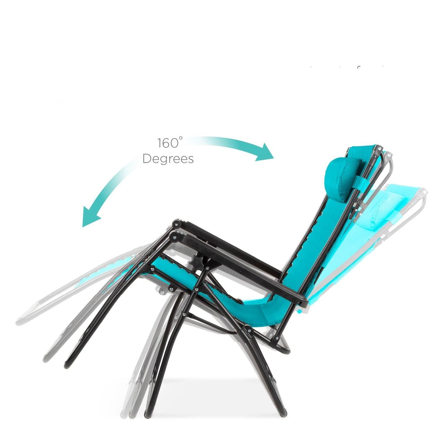 Teal Blue Zero Gravity Folding Reclining Patio Lounge Chair with Canopy-1