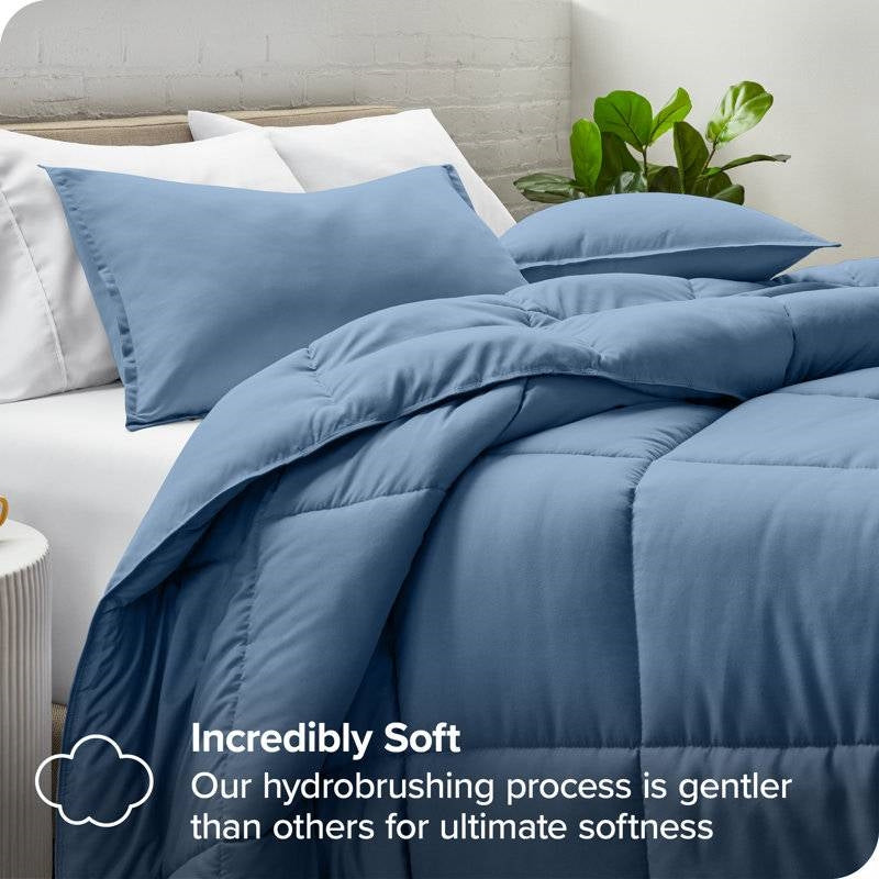 King/Cal King Size All Season Super Soft Down Alternative Comforter Set Blue-2