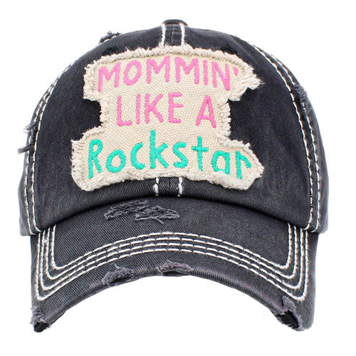 Mommin Like A Rockstar Message Vintage Baseball Cap