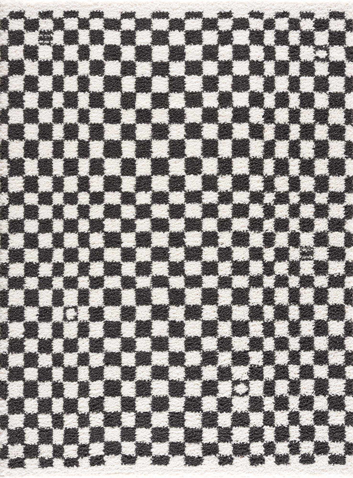 Kieu Black & White Checkered Shag Rug-2