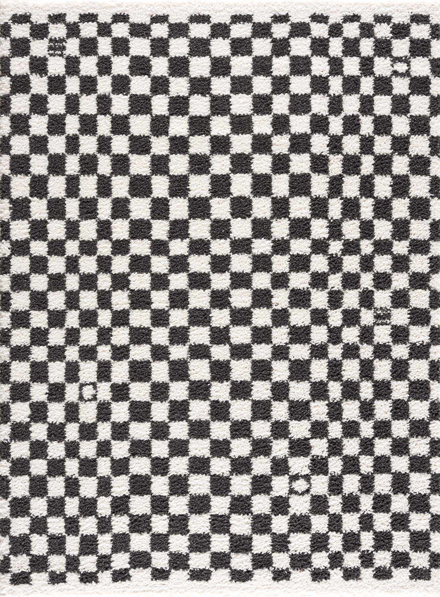 Kieu Black & White Checkered Shag Rug-2