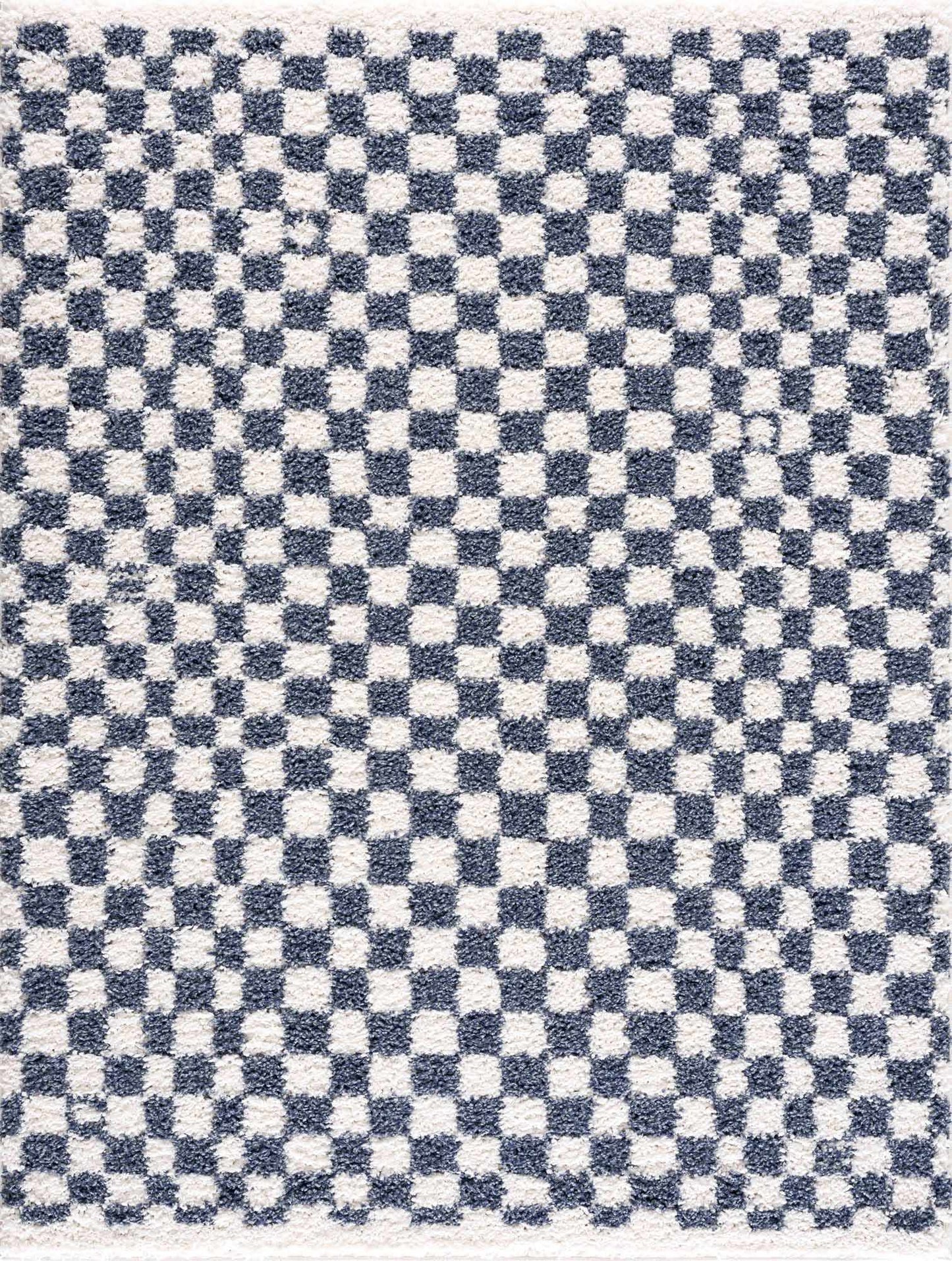 Kieu Blue & White Checkered Area Rug-1