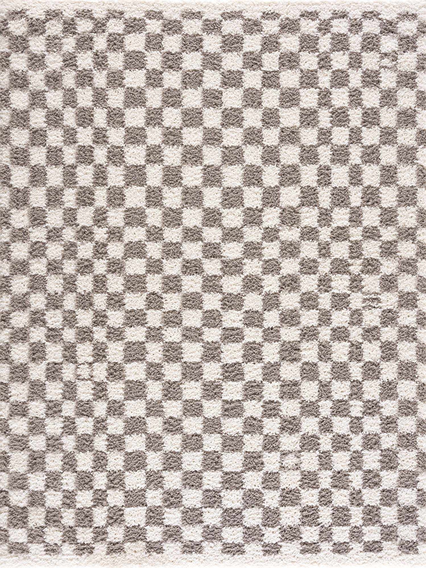 Kieu Taupe Checkered Plush Rug-1