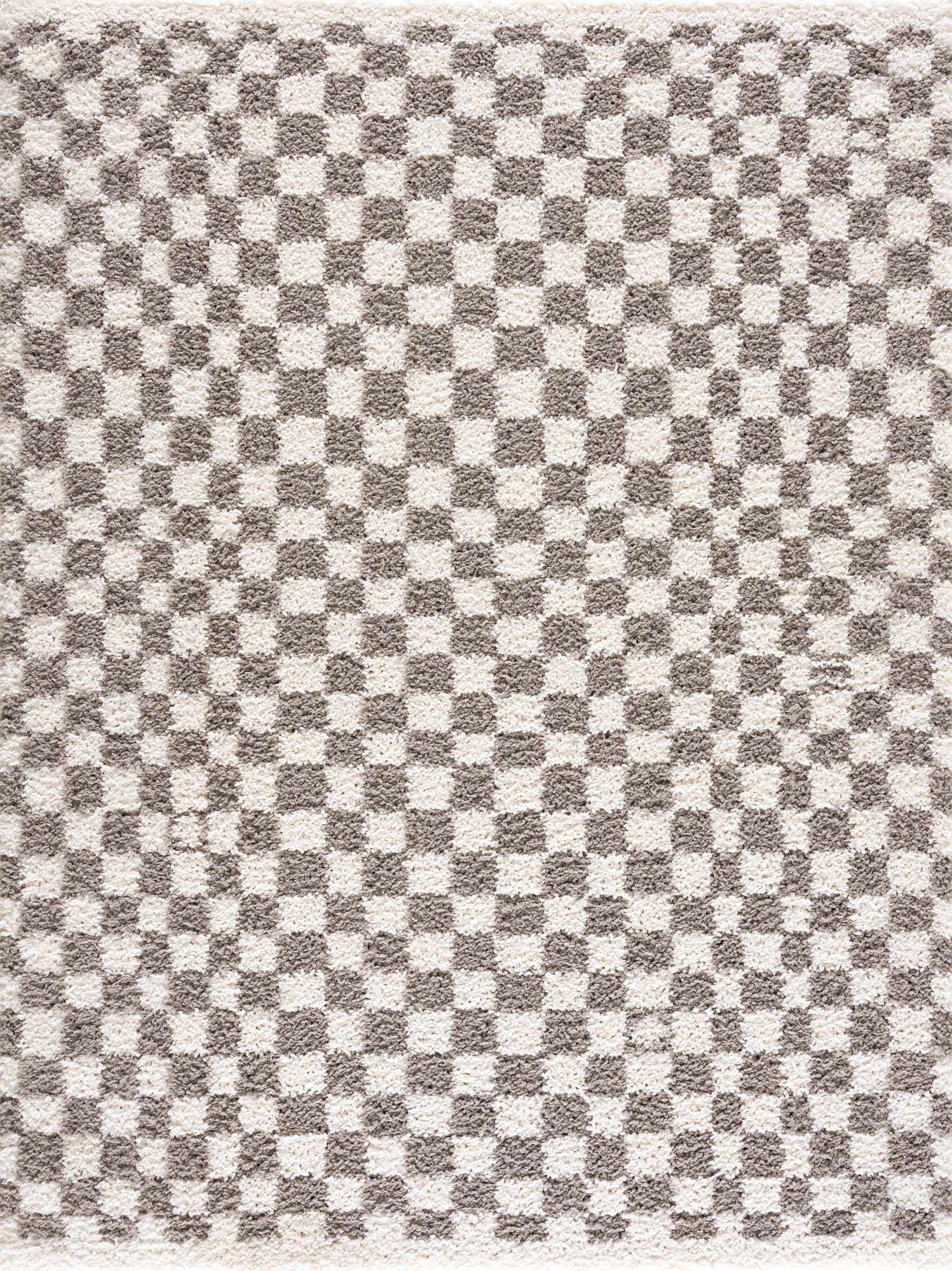 Kieu Taupe Checkered Plush Rug-1