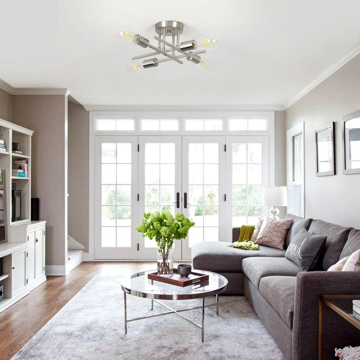 4-Light Modern Flush Mount Sputnik Ceiling Light Fixture in Brushed Nickel-3
