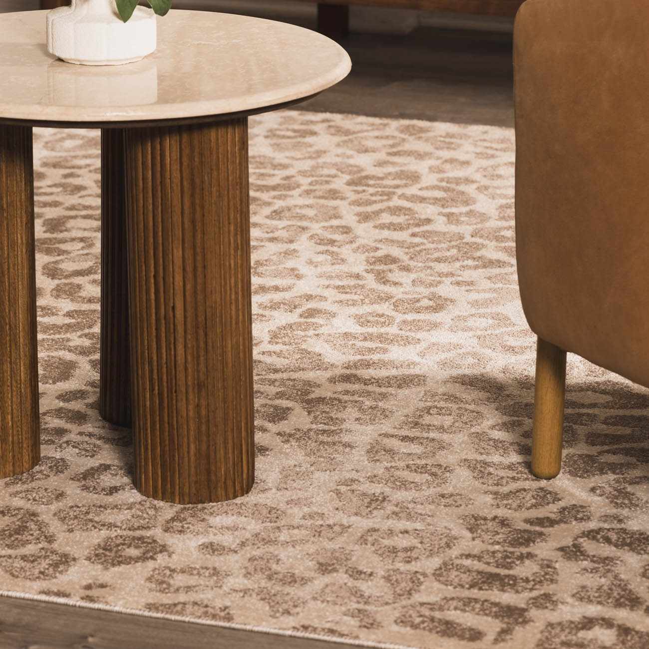 Tan Bonhill Leopard Print Area Rug-2