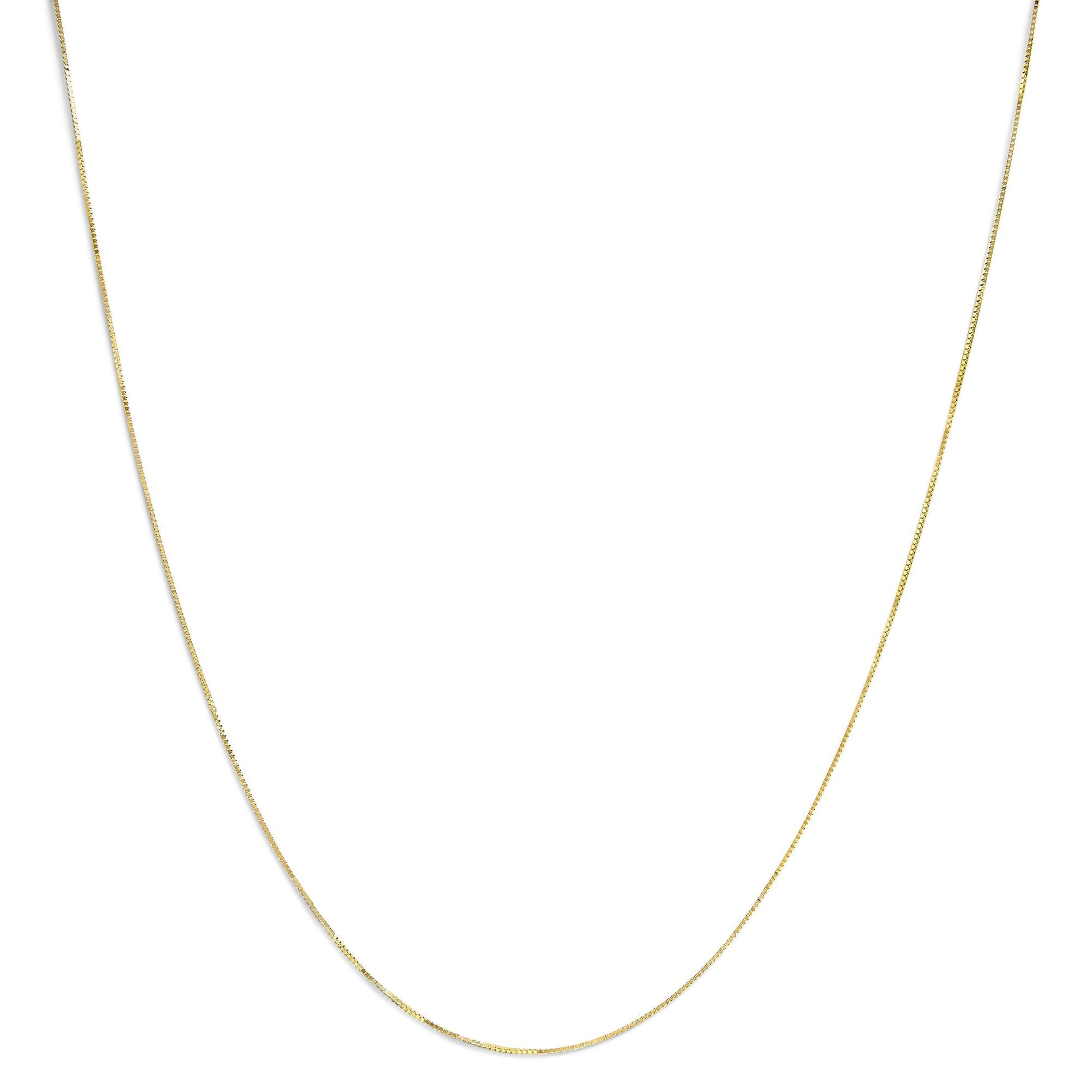Unisex Solid 14K Gold 0.75mm Classic Box Chain Necklace-0