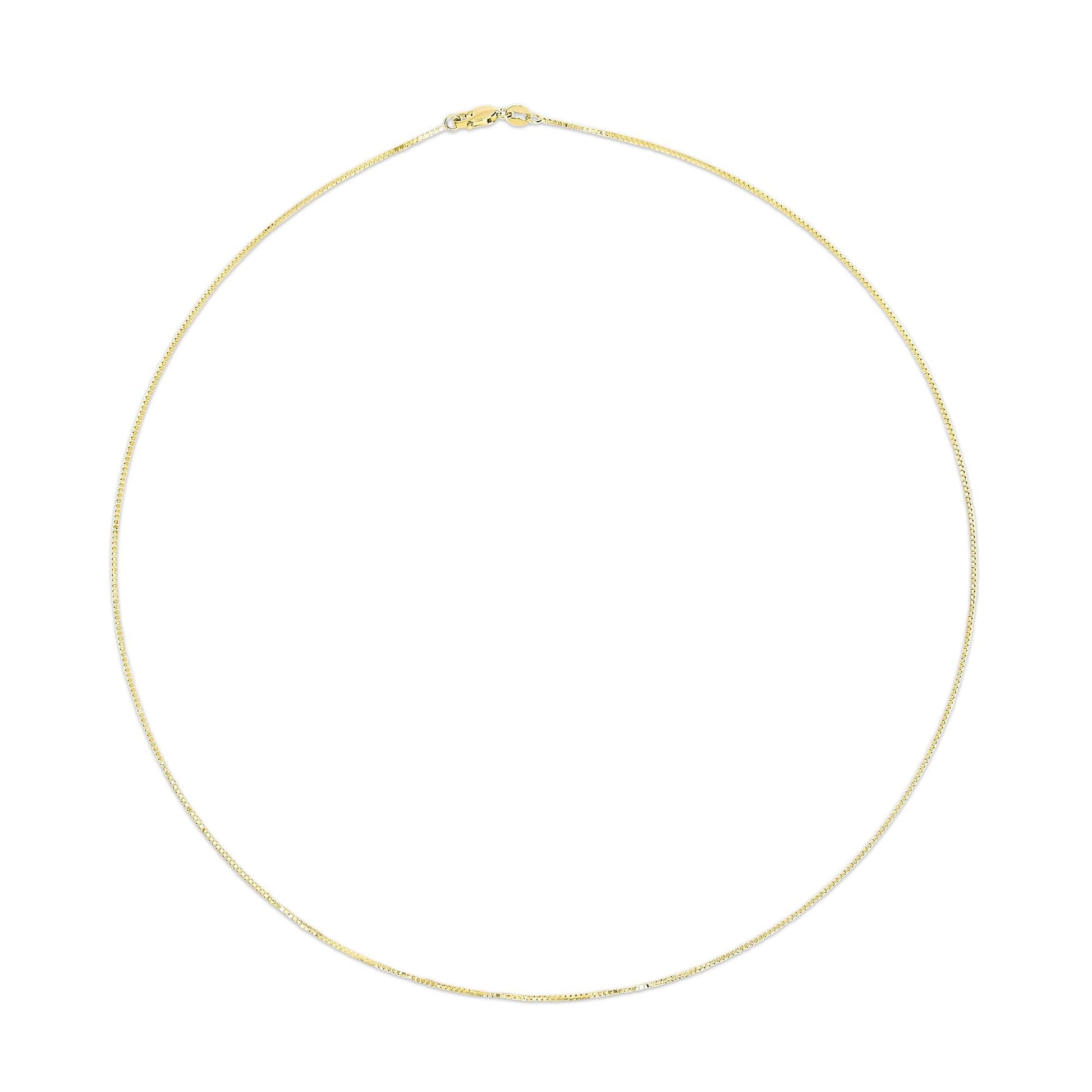 Unisex Solid 14K Gold 0.75mm Classic Box Chain Necklace-3