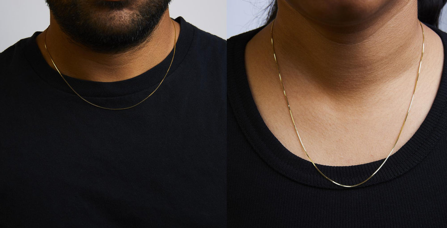 Unisex Solid 14K Gold 0.75mm Classic Box Chain Necklace-2