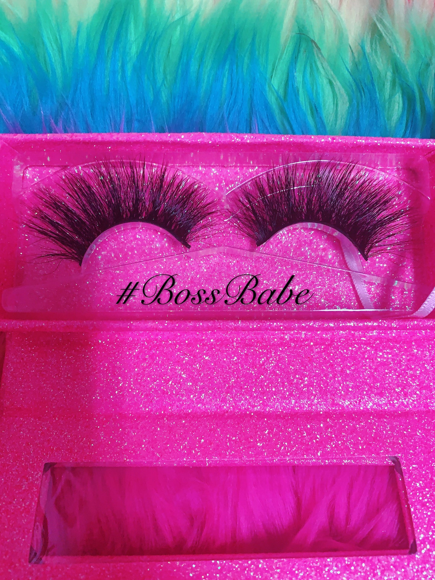 #BOSSBABE 5D DreamDoll-LUXE Lash *PINK GLITTER* Glam Magnetic Case