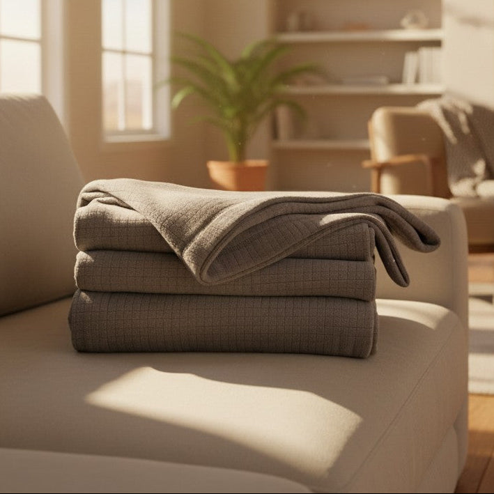 BPS Collection Grid Pattern Fleece Blankets-8