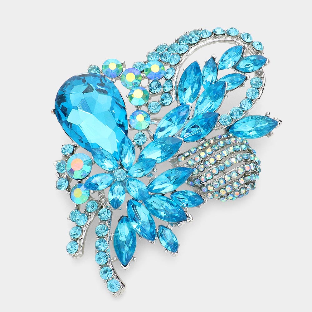 Glass Crystal Bouquet Brooch Pendant