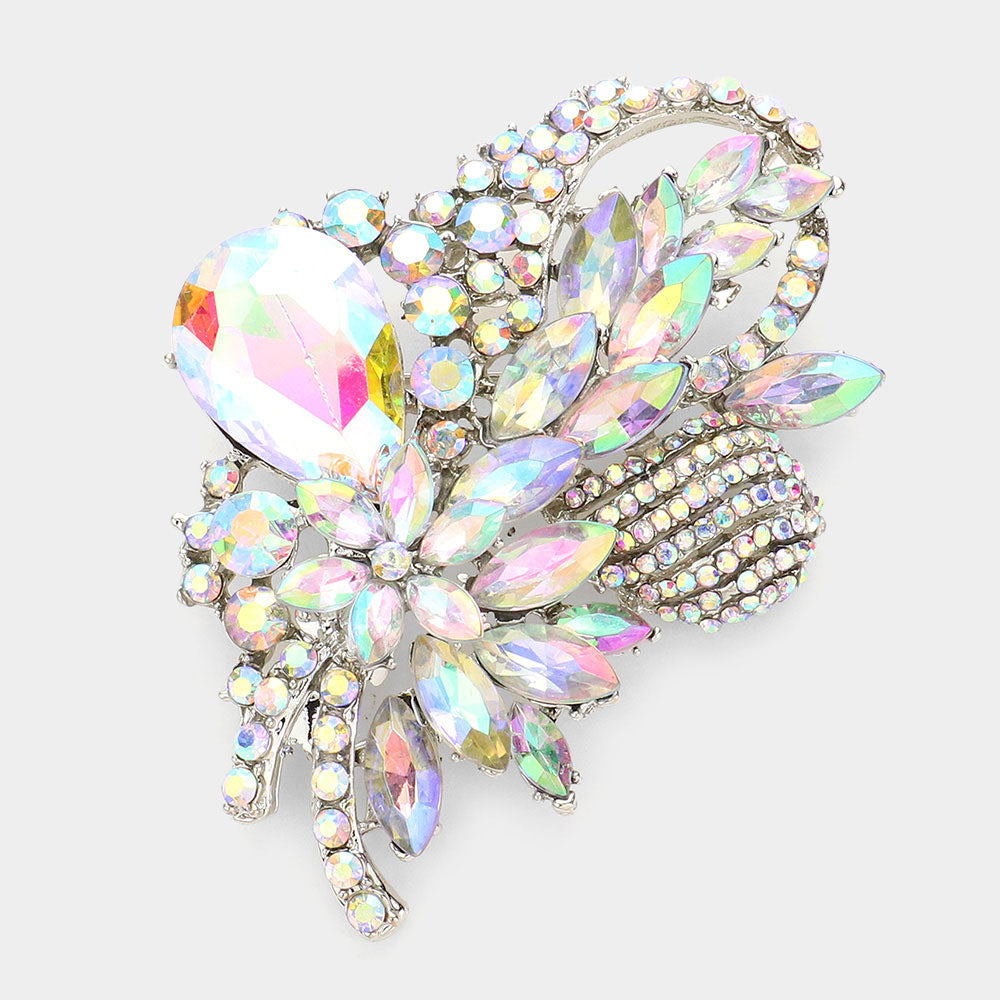 Glass Crystal Bouquet Brooch Pendant